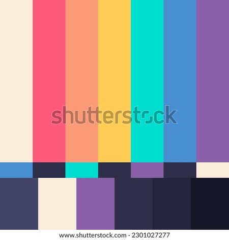 Colorful colors signal of TV screen, television signal with graphic color film, video display screen color swatch tv for background.Rainbow colors.Vector illustration