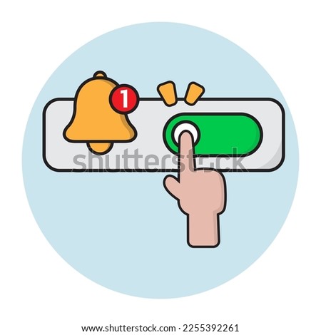 Turn on the notification. subscription concept. A bell icon and switch toggle button. 3d illustration.