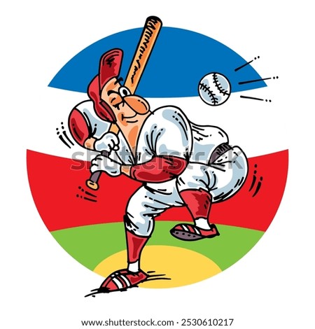 Baseball player with bat during game, vector illustration