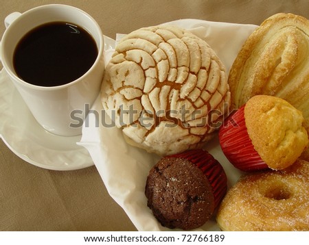 A Photo of a scene with a cup of coffee and bakery
