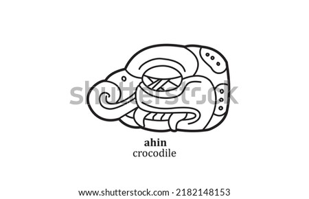 vector ahin (crocodile) mayan symbol heroglyphic illustration icon Stok fotoğraf © 