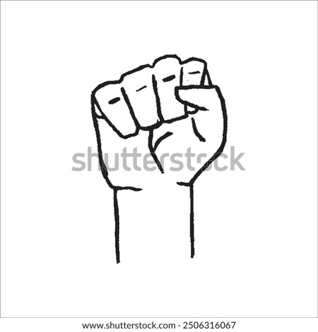 Hand drawn fist icon Vector fist image with scratched texture, grunge vector concept on white background. 