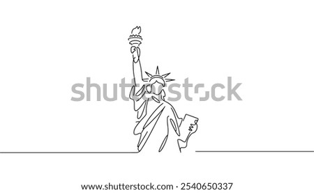 Continuous one Line Drawing of the Statue of Liberty 