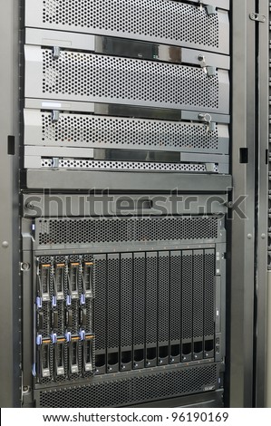 Rack mounted system storage and blade servers