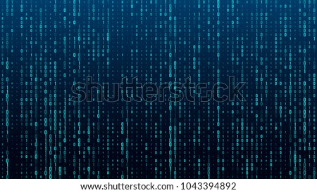 A stream of binary matrix code on the screen. numbers of the computer matrix. The concept of coding, hacker or mining of crypto-currency bitcoin. Vector illustration.