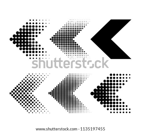 a set of modern arrows in the style of halftones. flat vector illustration isolated on white background