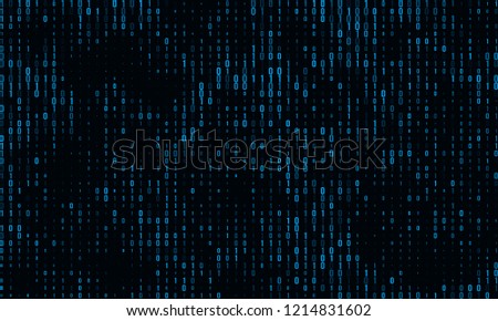 A stream of binary matrix code on the screen. numbers of the computer matrix. The concept of coding, hacker or mining of crypto-currency bitcoin. Vector illustration.