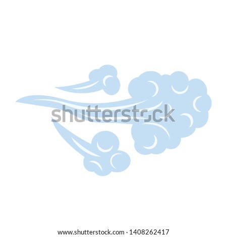 Blue icon blowing wind. concept of weather, tornado and other elements of nature. flat vector illustration isolated on white background
