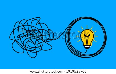 the confused concept of chaos in thoughts, the idea of enlightenment and order in the head. the concept of psychology and a personal trainer. vector illustration in linear style doodle