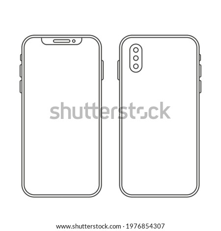 modern telephone in a linear style. flat icon of mobile smartphone. vector illustration