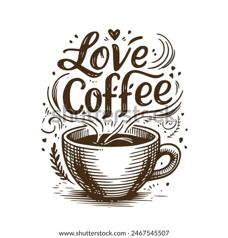 Cup of aromatic coffee, silhouette. flat vector illustration on white background