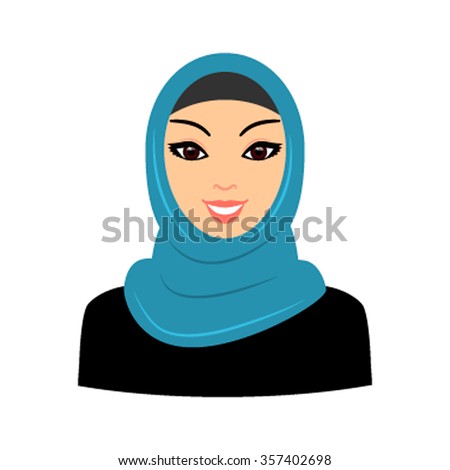 The Face Of The Arab Muslim Woman In A Headscarf. East Woman A Portrait ...