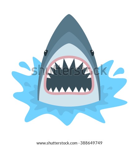Shark with open mouth. Shark isolation on a white background. Flat vector illustration