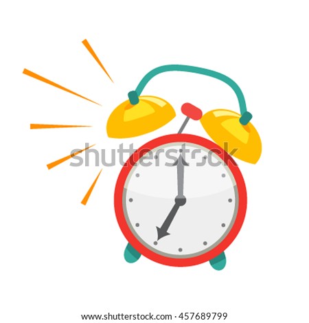 Alarm clock, wake-up time in school and at work. Flat icon in cartoon style. vector illustration