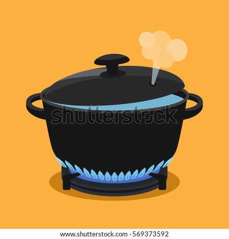 cooking concept. In a pan cooked meal. flat vector illustration isolate on a colored background