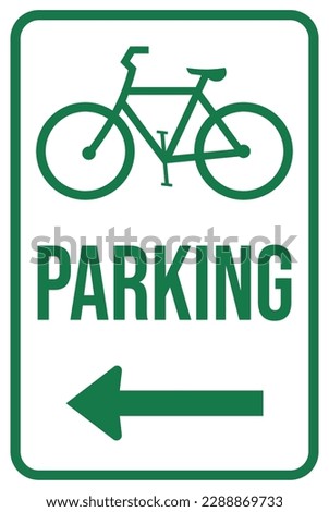 bicycle parking sign with left arrow