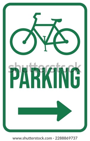 bicycle parking sign with right arrow