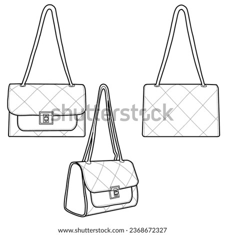 Sling bag vector illustration flat outline template. Vector illustration of sling bag icon line isolated on a white background