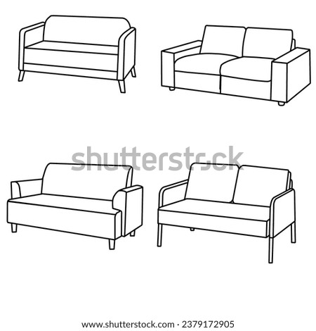 Two-seat sofa with chaise lounge. Modern interior home or office furniture. Isolated object on white background.