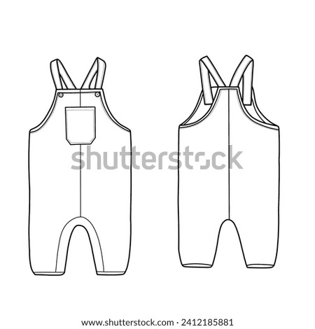 Jumpsuit for baby flat sketch illustration. Vector illustration design template.