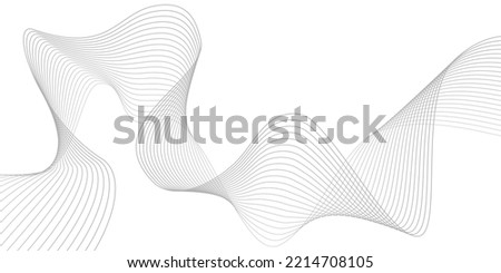 Undulate Grey Wave Swirl, frequency sound wave, twisted curve lines with blend effect. Technology, data science, geometric border pattern. Isolated on white background. Vector illustration.