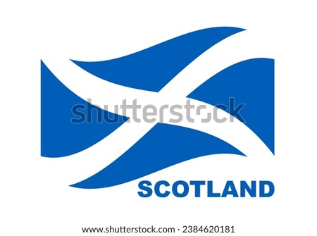 Flag of Scotland, Scotland flag waving with text. Isolated vector illustration