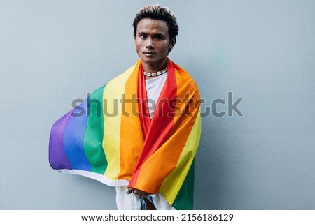 Similar – Image, Stock Photo rainbow flag on grey facade