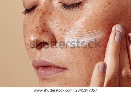 Similar – Image, Stock Photo Close-up of a woman with braids using the mobile