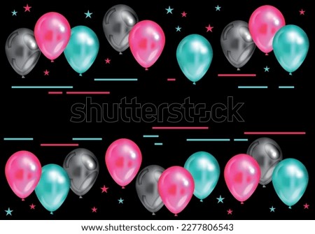  frame  party celebration Birthday in  style Background with balloons Bright vector illustration