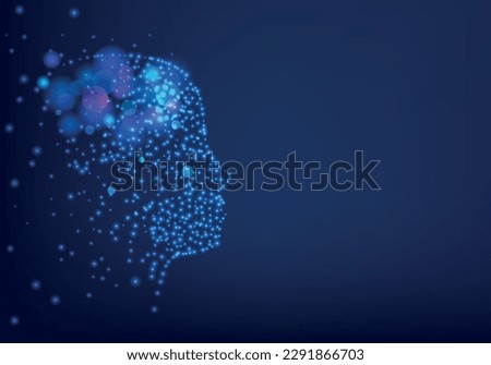 Futuristic mental health, psychology concept. Digital soul, spirit of technological time. Artificial Intelligence and Neural Network, VR (virtual reality), Deep Learning and Face recognition