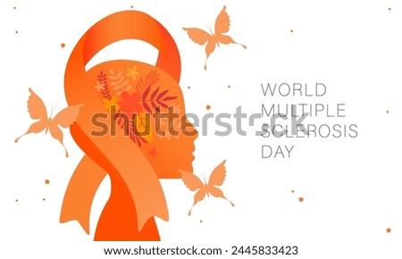 World Multiple Sclerosis Day vector illustration. Ribbon and head. Treatment and prevention. Medicine and health concept