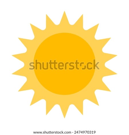 Sun. Yellow icon on white background. Vector illustration. Sun icon in simple style on a white background