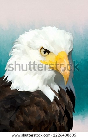 Art painting of handsome eagle. Eagle art-painting. Birds drawing