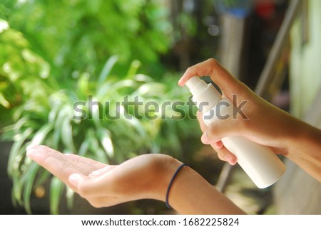 Similar – Image, Stock Photo woman hand apply alcohol gel or anti bacteria soap to make cleaning and clear virus, germ, bacteria