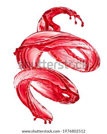 Berry juice splash, swirl of fruit and berry compote splashing isolated on white background