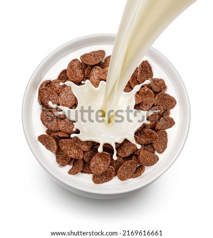 Similar – Image, Stock Photo Fresh cornflakes served with strawberries and blueberries placed on blue wooden table