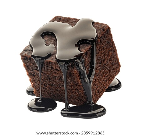 Image, Stock Photo Chocolate sauce on brownie cake