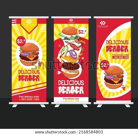 Fast food banners colorful vertical roll up design