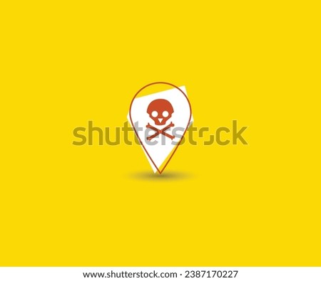 Danger Location pin vector design on light orange background 