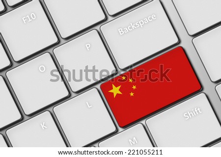 closeup of computer keyboard with chinese flag button