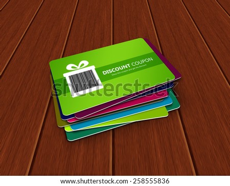 spring discount coupons lying on wooden desk