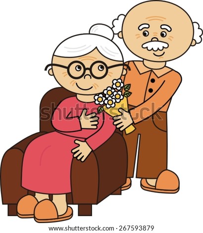 Happy Cute Old Couple - Grandma And Grandpa Stock Vector Illustration ...