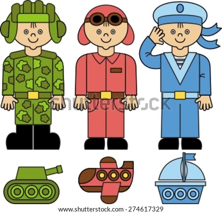 flat style design professional people,  professions military, soldier, sailor, tanker