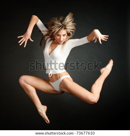 attractive jumping woman dancer