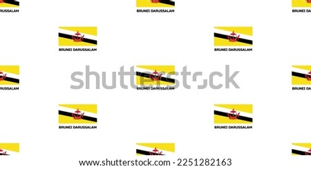 Seamless  pattern of  the flag of the country of BRUNEI DARUSSALAM.   With the  caption of the country  name 
