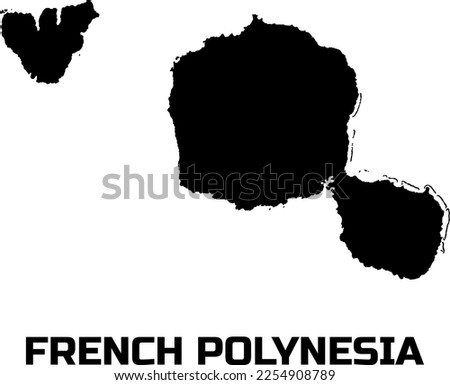  Country map FRENCH POLYNESIA in black. With the caption of the country name 