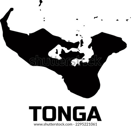 Country map  of TONGA in  black.  With  the caption of the country name  