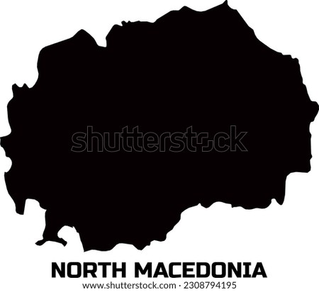  Country map   of NORTH MACEDONIA in black. With the caption of the country name 