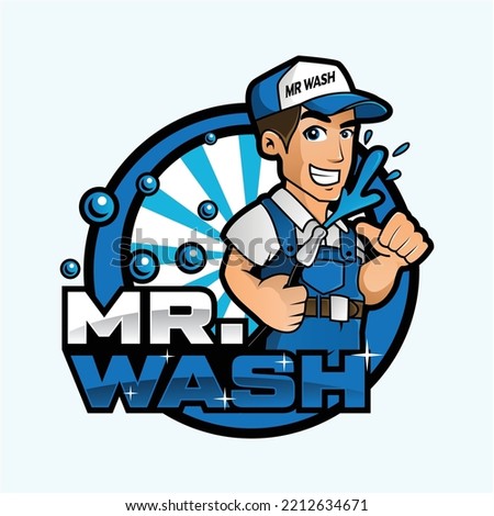 Mr wash logo design vector