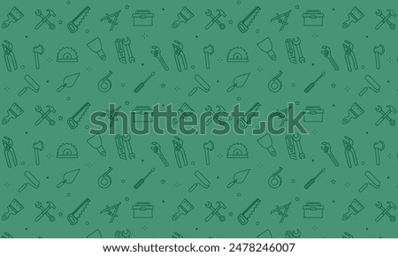 seamless pattern with repair tools. vector background with saw, hammer, tape measure, repair tools. Background for a construction store	